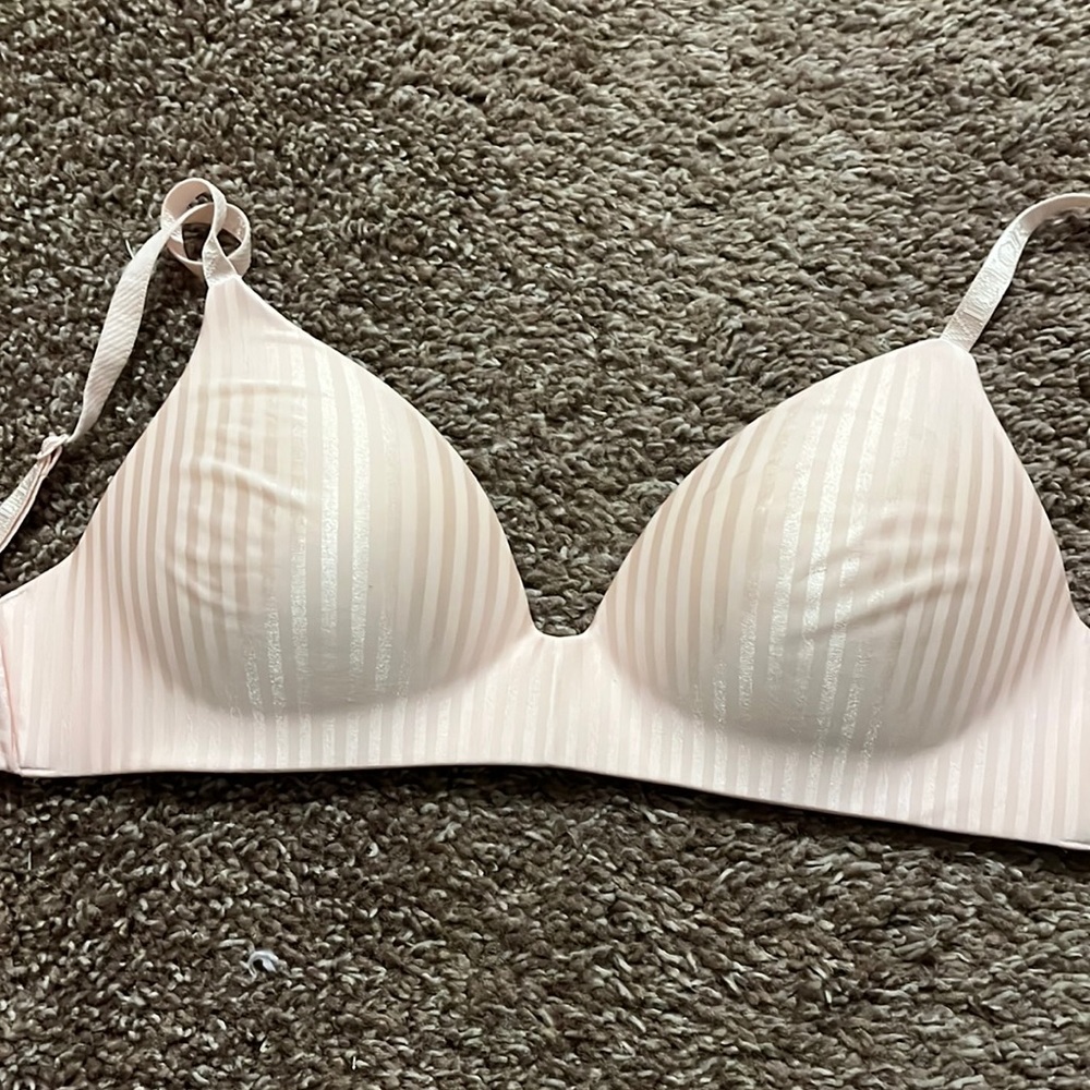 Victoria Secret pink striped satin bra 32B